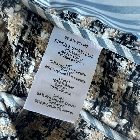 Veronica Beard Tweed Theron Blazer Double Breasted Jacket Camel Blue US 10 NEW - Picture 12 of 12